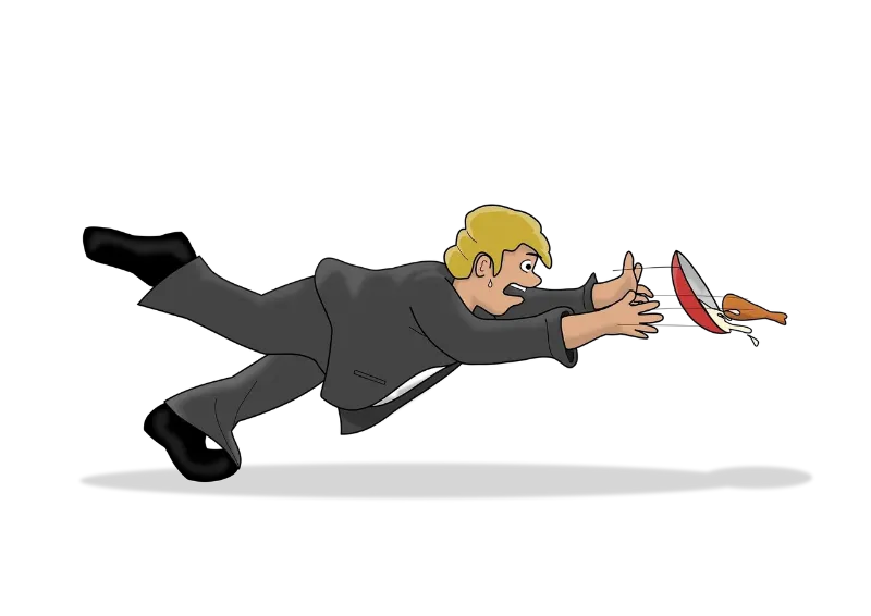 animation image of a man jumping to catch a bowl 