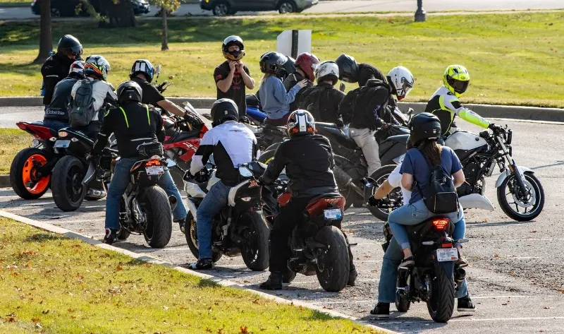 group of bikers on their motorcycles