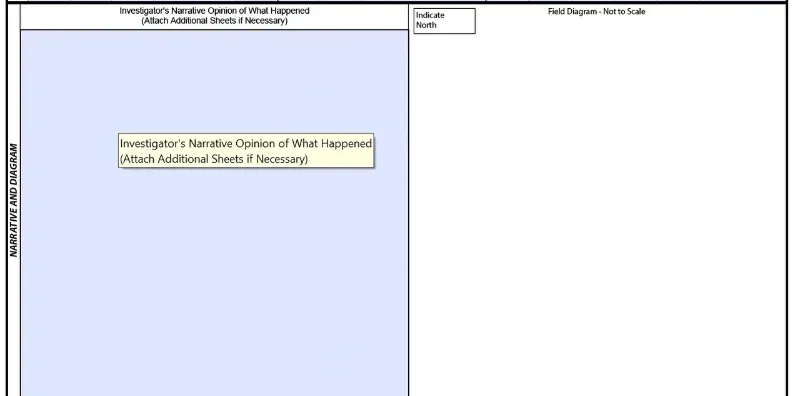 narrative and diagram section of an accident report