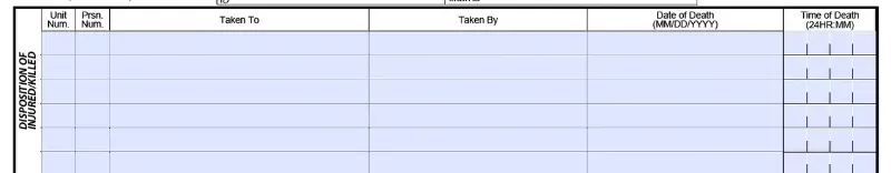 disposition of injured/killed section of an accident report