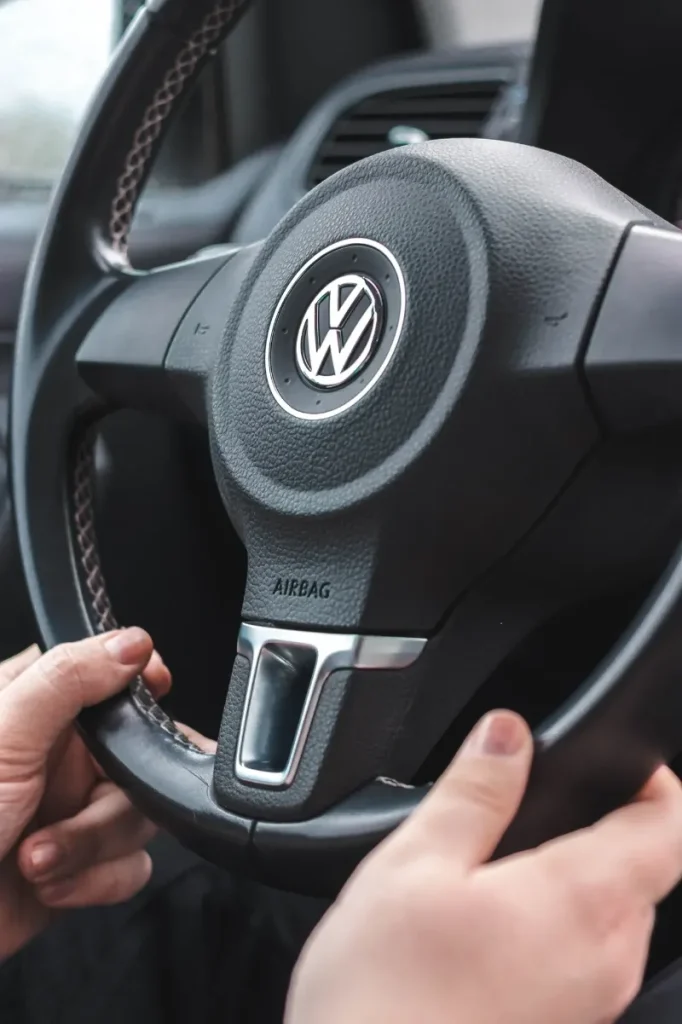 steering wheel of a Volkswagon